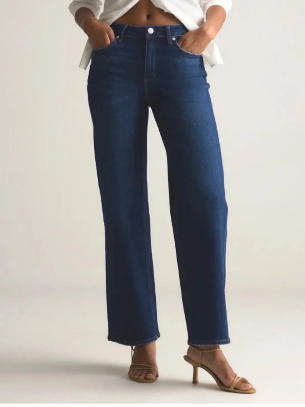 Quince Bella Stretch Relaxed Straight Jeans Stormy Blue 28 Like New